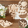 4Pcs Natural Solid Wood Carved Onlay Applique Craft WOOD-FH0002-37-5