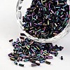 Tube Iris Round Hole Glass Bugle Beads X-SEED-I001-603-1