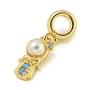 Rack Plating Brass & Cubic Zirconia & ABS Plastic Pearl European Pendants KK-Z067-61C-G-2