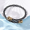 304 Stainless Steel Torque Bangles for Women BJEW-P310-20MC-2