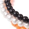 6mm Round Shell Pearl & ABS Plastic Imitation Pearl Tree-Color Multi-Strand Bracelets for Women BJEW-JB10493-4