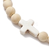 2Pcs Wood Beads Stretch Bracelets for Couple BJEW-JB11305-04-4