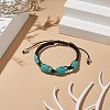 Synthetic Turquoise(Dyed) Tortoise Braided Bead Bracelet for Women BJEW-TA00225-01-5