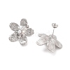 Rack Plating Flower Brass ABS Imitation Pearl Stud Earrings EJEW-M029-03P-2