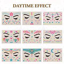 9 Sheets 9 Style Creative Fluorescent Face Tattoo Paper Stickers STIC-TA0002-01