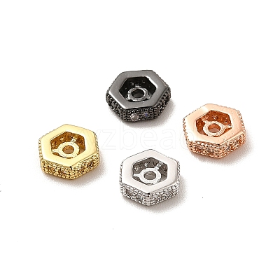 Rack Plating Brass Micro Pave Cubic Zirconia Beads KK-C010-17-1