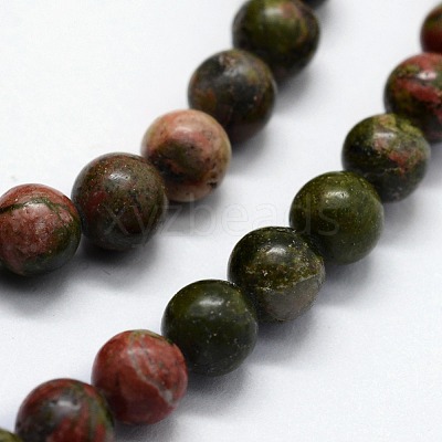 Natural Unakite Beads Strands G-I199-08-4mm-1