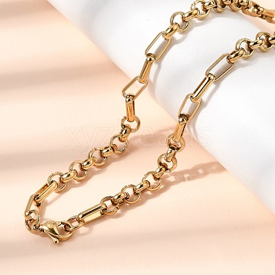 304 Stainless Steel Link Chain Bracelet & Necklace Jewelry Sets SJEW-L199-17G-1