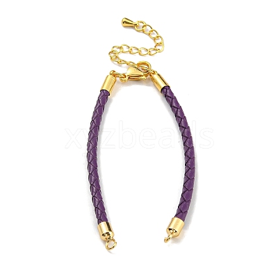 Leather Braided Cord Link Bracelets MAK-K022-01G-07-1