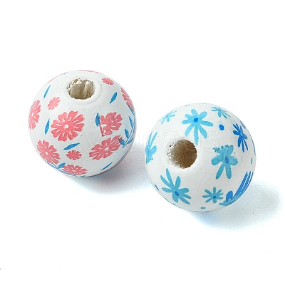 35Pcs 7 Colors Wood European Beads WOOD-FS0001-17-1