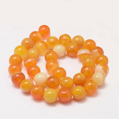 Natural Striped Agate/Banded Agate Bead Strands G-K155-A-10mm-06-1