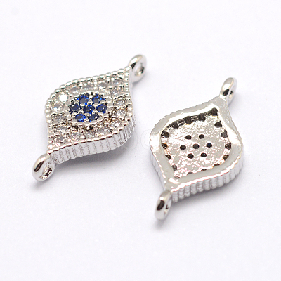 Eye Flat Round Brass Micro Pave Cubic Zirconia Links ZIRC-J009-06P-1