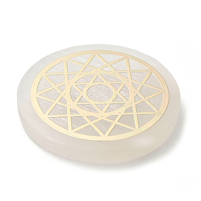 Flat Round Natural Selenite Slice Coasters AJEW-C042-01D-1