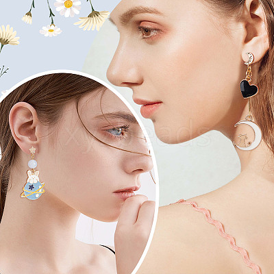 16Pcs 2 Style Brass Stud Earring Findings KK-CN0001-89-1