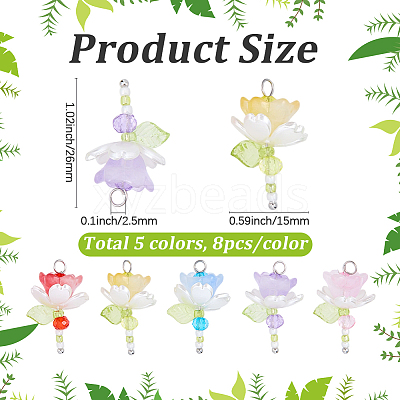 40Pcs 5 Colors Acrylic & ABS Plastic Imitation Pearl Pendants FIND-BM0001-51-1