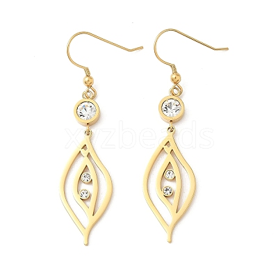 304 Stainless Steel Leaf Dangle Earrings EJEW-Z129-13G-1