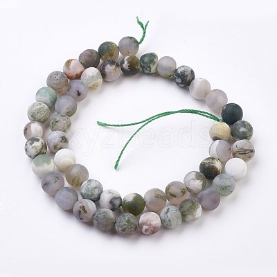 Natural Tree Agate Bead Strands G-J376-11F-8mm-1