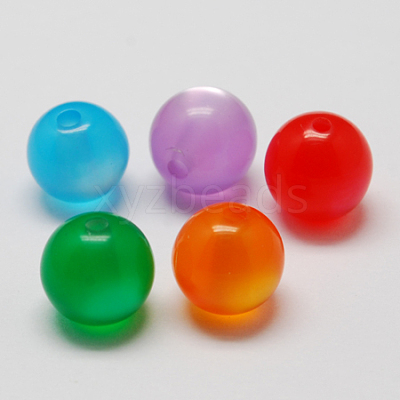 Round Imitation Cat Eye Resin Beads X-RESI-R157-6mm-M-1