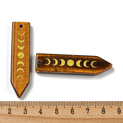 Natural Tiger Eye Moon Phase Pendants G-C145-01A-1