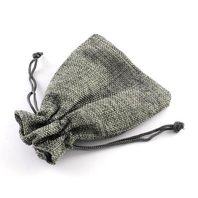 Polyester Imitation Burlap Packing Pouches Drawstring Bags ABAG-R005-9x7-04-1