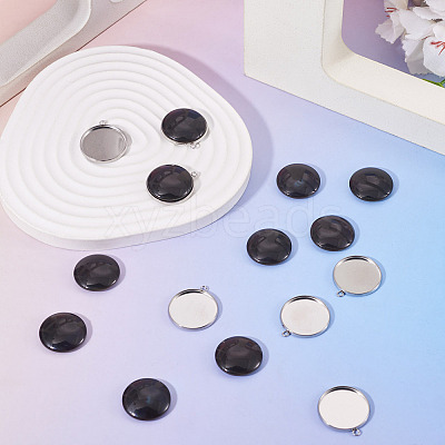 10Pcs 304 Stainless Steel Pendant Cabochon Settings DIY-TA0015-76B-1