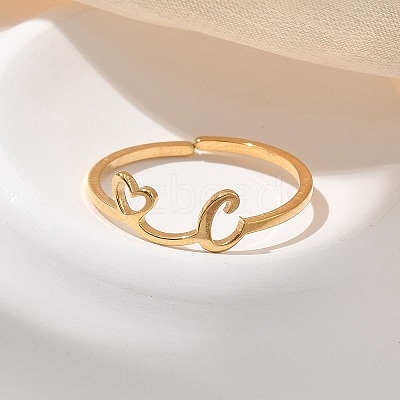 304 Stainless Steel Cuff Rings for Women RJEW-D285-01G-C-1