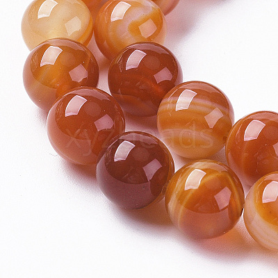 Natural Striped Agate/Banded Agate Bead Strands G-G962-8mm-14-1