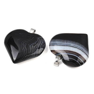 Natural Banded Agate Pendants GG-K002-04X-1