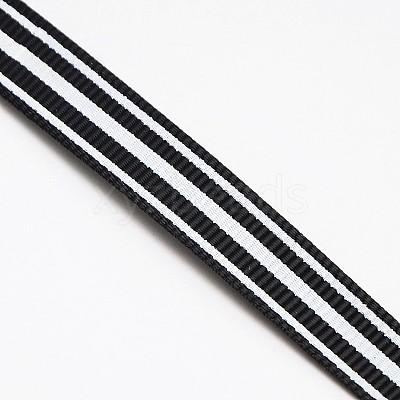 Stripe Pattern Printed Grosgrain Ribbons for Gift Packing SRIB-L009-9mm-01-1