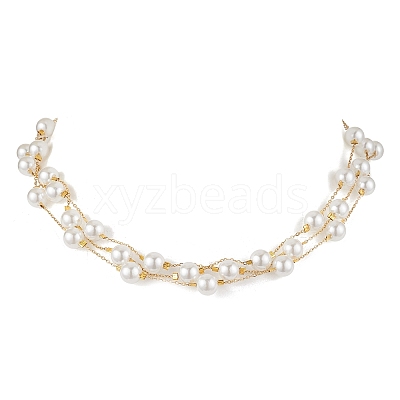 Round ABS Plastic Imitation Pearl Beads Necklace & Bracelet & Dangle Earring Sets for Women SJEW-JS01306-1