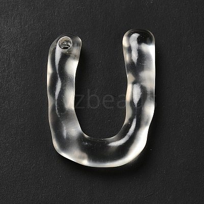 Transparent Resin Alphabet Pendants LS-RESI-C028-02U-1