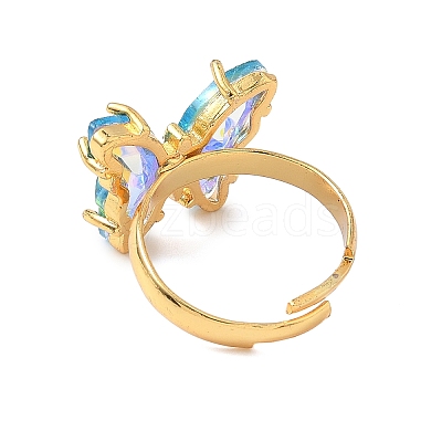Adjustable Brass Glass Finger Rings RJEW-P148-A01-23-1