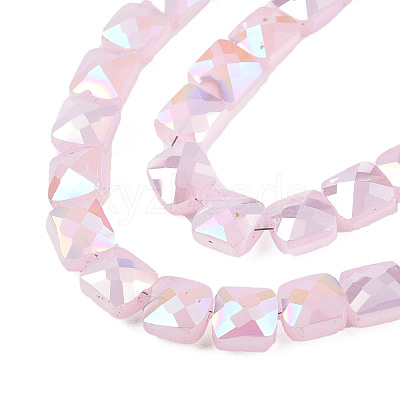 Electroplate Opaque Solid Color Glass Beads Strands X-EGLA-N002-42-01-1