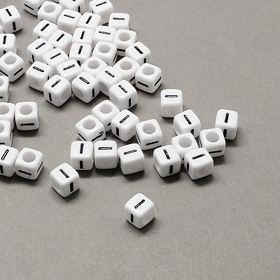 Large Hole Acrylic Letter European Beads SACR-Q103-7mm-01I-1