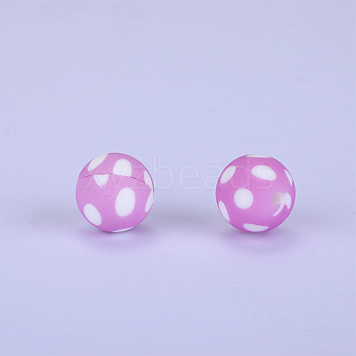 Printed Round Silicone Focal Beads SI-JX0056A-48-1