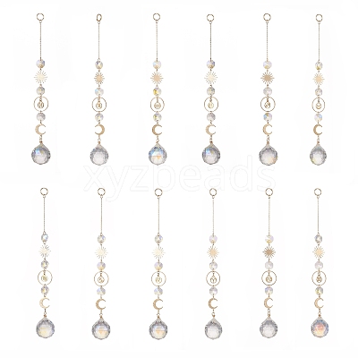 Glass Teradrop Hanging Suncatchers HJEW-JM00929-1