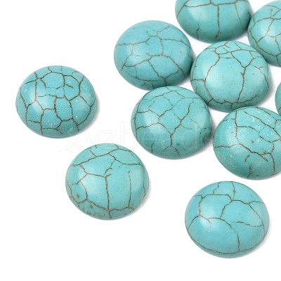 Craft Findings Dyed Synthetic Turquoise Flat Back Dome Cabochons X-TURQ-S266-14mm-01-1