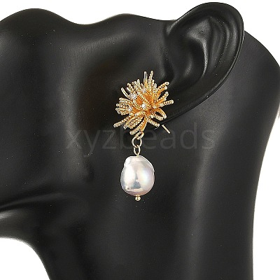 Brass Micro Pave Cubic Zirconia Stud Earrings EJEW-JE07436-1