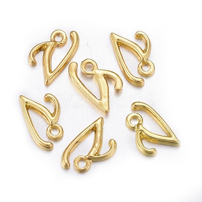 Golden Plated Alloy Letter Pendants X-PALLOY-J718-01G-V-1