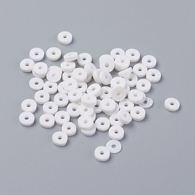 Flat Round Handmade Polymer Clay Bead Spacers X-CLAY-R067-3.0mm-17-1