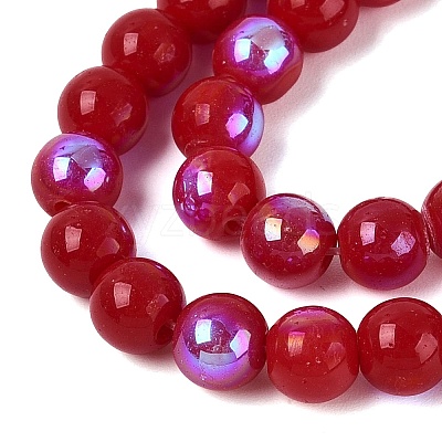 Electroplate Opaque Glass Beads Strands LS-EGLA-Q132-6MM-01C-06-1
