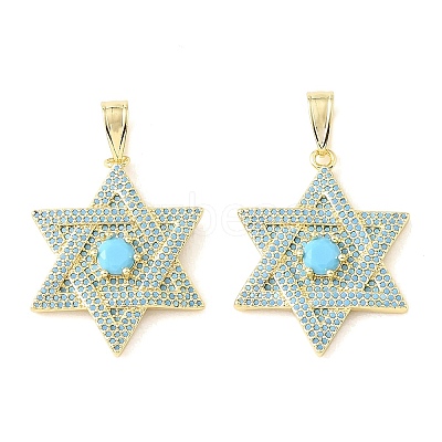 Brass Micro Pave Sky Blue Cubic Zirconia Pendants CU-CBA6938-04G-02-1