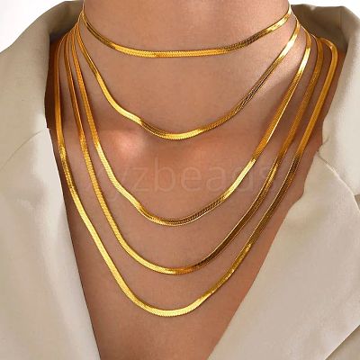 304 Stainless Steel Snake Chain Necklaces for Women WG80FEF-15-1