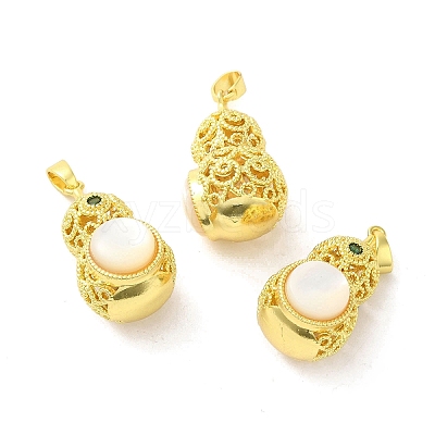 Shell Pearl Gourd Pendants KK-K362-01G-1