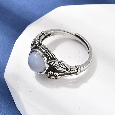 Natural Blue Lace Agate Finger Rings RJEW-A084-05AS-10-1