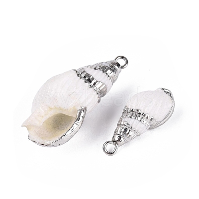 Electroplate Natural Sea Shell Pendants SSHEL-Q100-01P-1