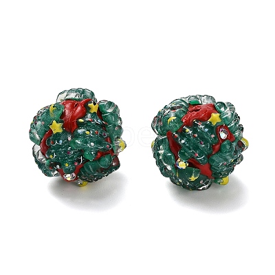Christmas Theme Polymer Clay Rhinestone Beads with Resin X-RESI-Z045-01B-1