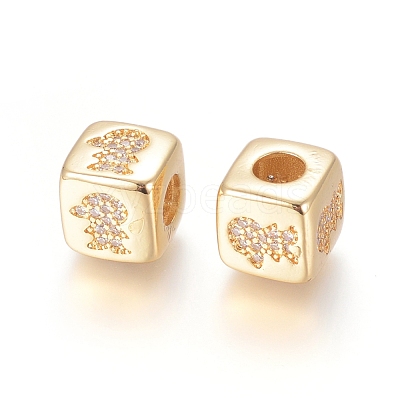 Brass Micro Pave Cubic Zirconia European Beads ZIRC-G162-14G-06-1