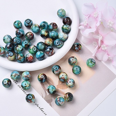 Baking Paint Glass Beads X1-DGLA-N003-8mm-B08-1