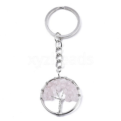 Natural Gemstone Chips Chakra Keychain G-N0326-003-1